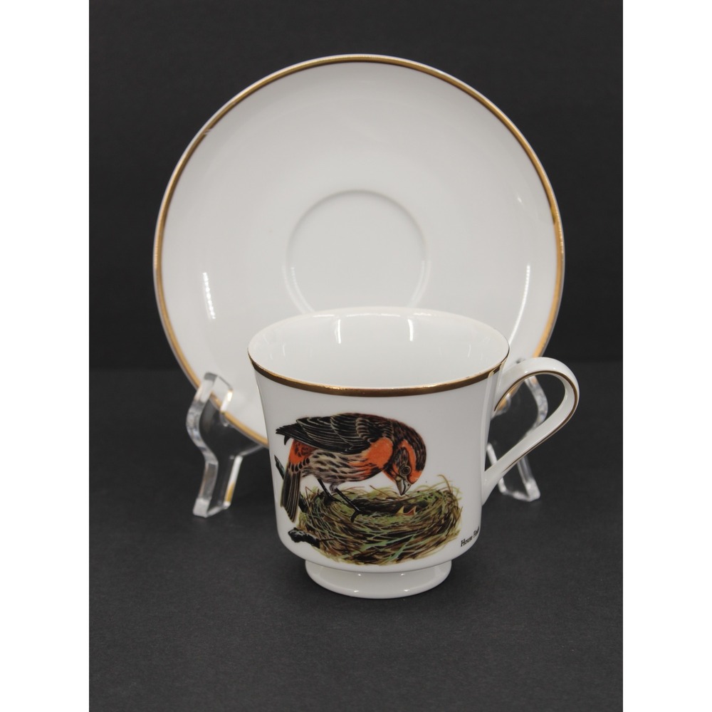 Berkeley House Fine China House Finch Bird Teacup and Saucer Set 4679 Japan Gold
